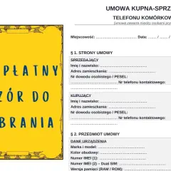 Umowa kupna sprzedaży telefonu komórkowego. Bezpłatny wzór do pobrania.