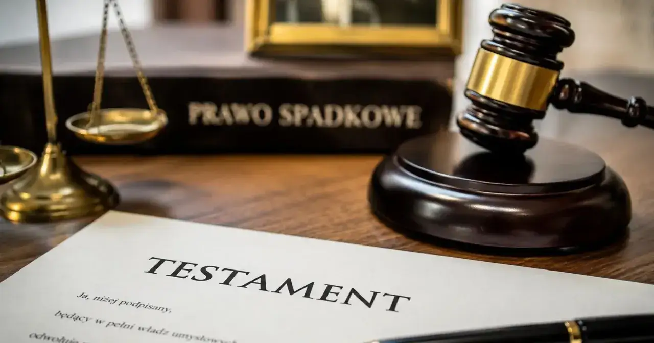 Młotek sędziowski, waga sprawiedliwości i dokument 